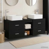 Cumpara ieftin Set dulap baie 3 buc. Stejar Negru 129 x 41 x 80 cm