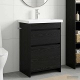 Cumpara ieftin Set de mobilier pentru baie Stejar Negru 61 x 40 x 84,5 cm