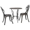 Set Bistro 3 Piese Aluminiu Turnat Bronz, Masa Rotunda &amp; 2 Scaune, Mobilier Gradina, Terasa, Bar