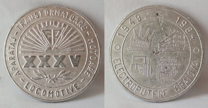 Electroputere Craiova - Locomotive, motoare, transformatoare 1984, medalie rara