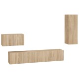 Cumpara ieftin Set dulap TV, 4 piese, stejar sonoma, lemn prelucrat