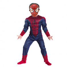 Set costum Avenge Spiderman cu muschi IdeallStore®, pentru 7-9 ani, rosu si masca plastic