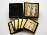 Set 6 Suporturi Pahar Vietnam Pictate Manual Foita Aur Vintage 9.5cm Decoratiune Colectie Cadou