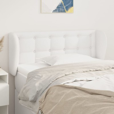 vidaXL Tăblie de pat cu aripioare alb 93x23x78/88 cm piele ecologică 3117223 foto
