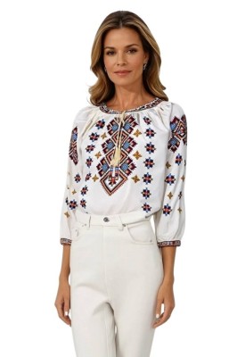Bluza dama tip ie 257 bej/maro , marimea M foto