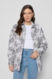 Bizuu geacă MARIN BANDO culoarea alb, de tranzitie, oversize, MARIN_BANDO_MULTIKOLOR_SS25