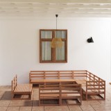 VidaXL Set mobilier de grădină, 11 piese, maro miere, lemn masiv pin