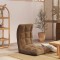 Scaun de podea pliabil, maro, material textil - 2