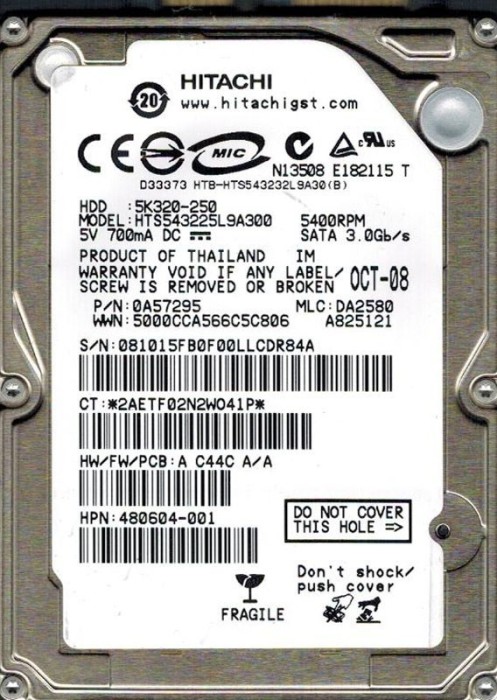 hdd Hard Disk laptop HGST Travelstar 5K320 HTS543225L9A300 5K320 250 GB - SATA