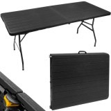 Masa de gradina pliabila neagra 180 cm, tip valiza, Gardlov
