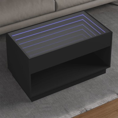 vidaXL Măsuță de cafea cu LED infinity, negru, 90x50x50 cm foto