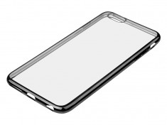 Husa Carcasa de Protectie pentru Telefon Smartphone iPhone 7, Transparenta cu Margini pe Negru Metalizat foto