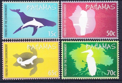 DB1 Fauna Pasari Pesti Prietenii Mediului 2010 Bahamas 4 v. MNH foto