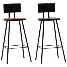 vidaXL Scaune de bar, 2 buc., lemn masiv reciclat, multicolor foto