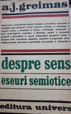 DESPRE SENS - ESEURI SEMIOTICE de A.J. GREIMAS foto