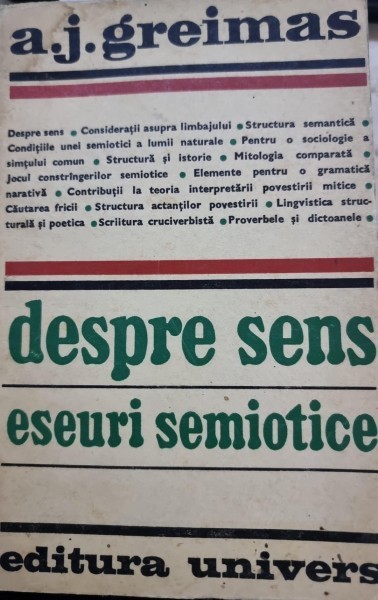 DESPRE SENS - ESEURI SEMIOTICE de A.J. GREIMAS