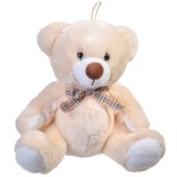 Jucarie de plus S-Toys, ursulet cu fundita, bej, 30 cm