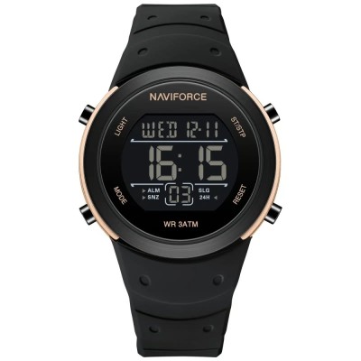 Ceas Barbati Naviforce 9246 Negru Auriu , Functii Multiple, Design Sport, Calendar foto