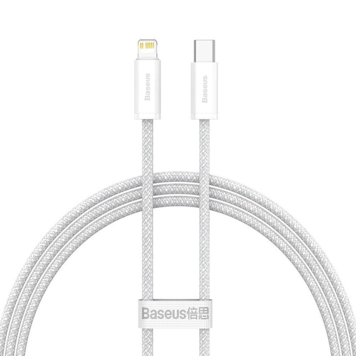 CABLU alimentare si date Baseus Dynamic, Fast Charging Data Cable pt. smartphone, USB Type-C la Lightning Iphone PD 20W, braided, 1m, alb &quot;CALD000002&quot;