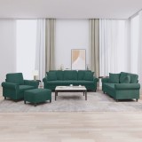 vidaXL Set canapea cu perne, 4 piese, verde &icirc;nchis, catifea