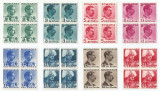 |Romania, LP 140/1940, Carol II - culori schimbate (uzuale), blocuri de 4, MNH