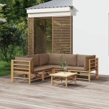 vidaXL Set mobilier de grădină cu perne gri taupe, 6 piese, bambus 3155124