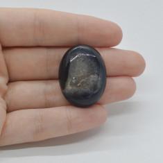 Cabochon agat negru druzy 30x23x8mm c70