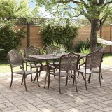 vidaXL Set de masă pentru grădină 7 pcs Bronz Aluminiu 3334664