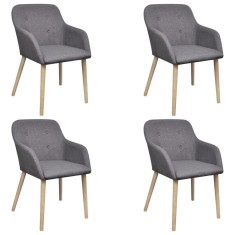 vidaXL Scaune bucatarie 4 buc, gri deschis, textil &amp;amp; lemn stejar masiv foto