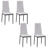 Set 4 scaune bucatarie/living, Tomlo, poliester, metal, alb si negru, 41x50x97 cm, ART