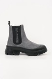 Karl Lagerfeld botine din piele &icirc;ntoarsă TREKKA MENS RSG culoarea gri, KL25243A