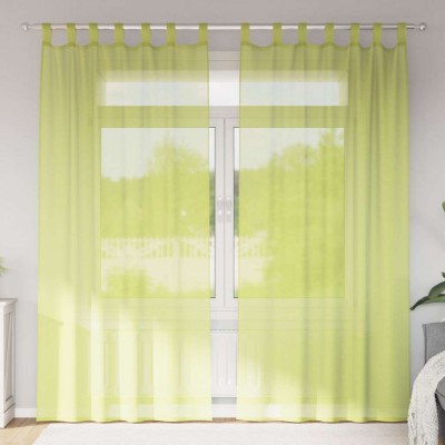 vidaXL Perdele din voile cu tablă 2 buc Verde măr 4102254 foto