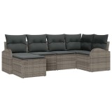 VidaXL Set de canapele pentru grădină cu pernă 6 pcs Gri Rattan poli