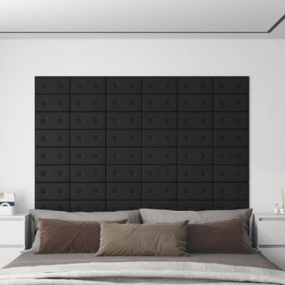 vidaXL Panouri perete 12 buc. negru 30x15 cm piele ecologică 0,54 m&amp;sup2; foto
