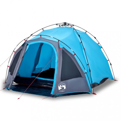 Cort de camping cupola 3 persoane, setare rapida, albastru foto