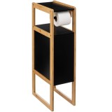 Suport hartie igienica 5Five Natureo cu dulapior, MDF, 33x20x80 cm, negru Household NewTrend