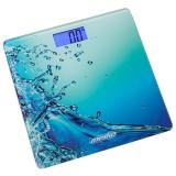 Cantar de baie Mesko, maxim 150 kg, sticla securizata, adisaj LCD, Albastru