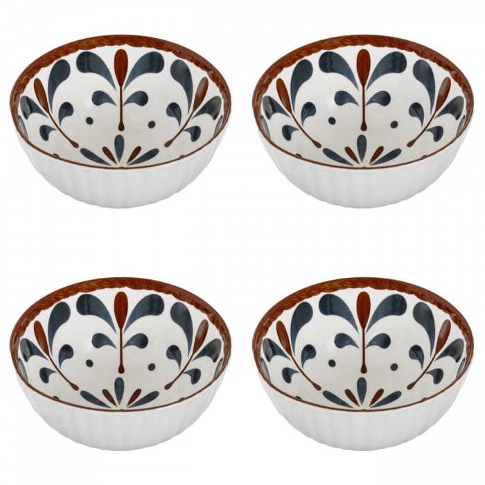 Set boluri, 4 piese, 250 ml, Portelan, Alb