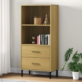 vidaXL Bibliotecă cu 2 sertare OSLO, maro, 60x35x128,5 cm, lemn masiv 351009