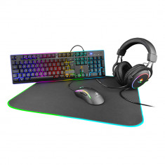 Kit gaming 4in1 DELTACO GAMING RGB, tastatura, mouse, casti si mousepad foto