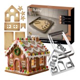 Set 10 forme pentru casa din turta dulce si biscuiti, inox Ruhhy