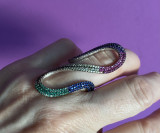 Superb inel de argint masiv 925, cu rubin, ametist, alexandrit , cuarț, zirconiu