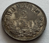 2 Lei 1875 Argint, Carol 1, Romania, detalii superbe