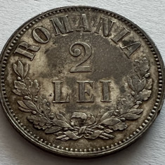 2 Lei 1875 Argint, Carol 1, Romania, detalii superbe