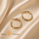 Cumpara ieftin Cercei Colette , cercei rotunzi cu profil bombat, placaj triplu cu aur 14K, 2,5 cm