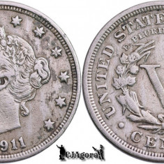 1911, 5 Cents - Liberty Nickel - Statele Unite ale Americii