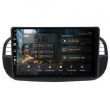 Navigatie Fiat 500 (2007-2014) rama neagra 6GB RAM Android Octacore Slot Sim 4G DSP GPS Wi-FI Carplay Android Auto USB Bluetooth Waze Touchscreen 9 In