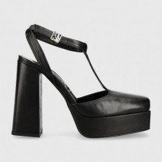 Karl Lagerfeld Jeans pantofi de piele SOIREE PLATFORM KLJ culoarea negru, cu toc drept, cu toc deschis, KLJ93111
