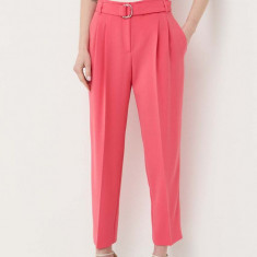 BOSS pantaloni femei, culoarea roz, drept, high waist