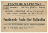 Afis Conferinta D.Gusti : Problemele Societatii Natiunilor - 1926